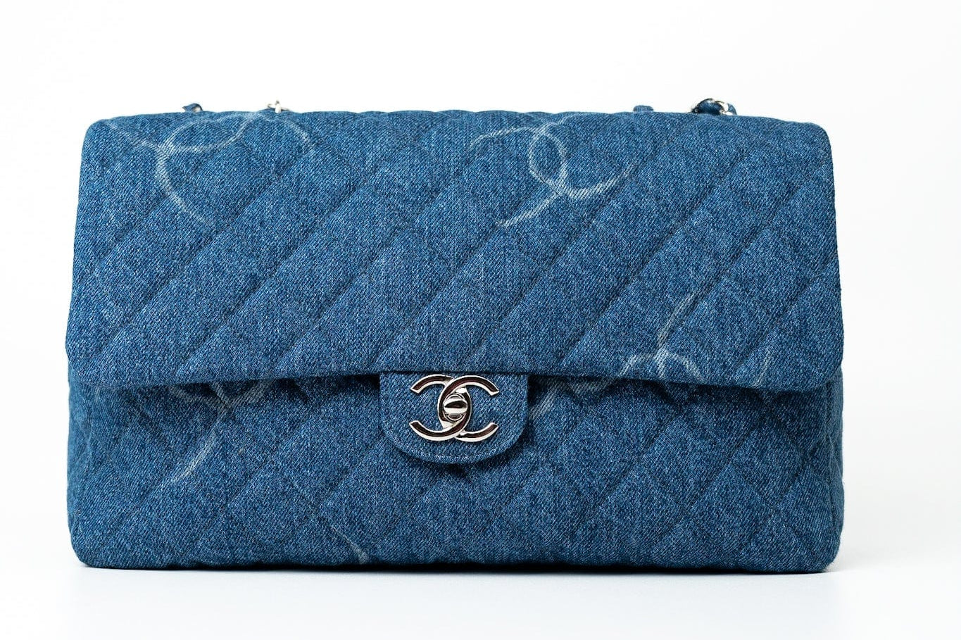 CHANEL Handbag 20B Blue Denim Quilted CC Classic Flap Jumbo SHW -Knockoff
