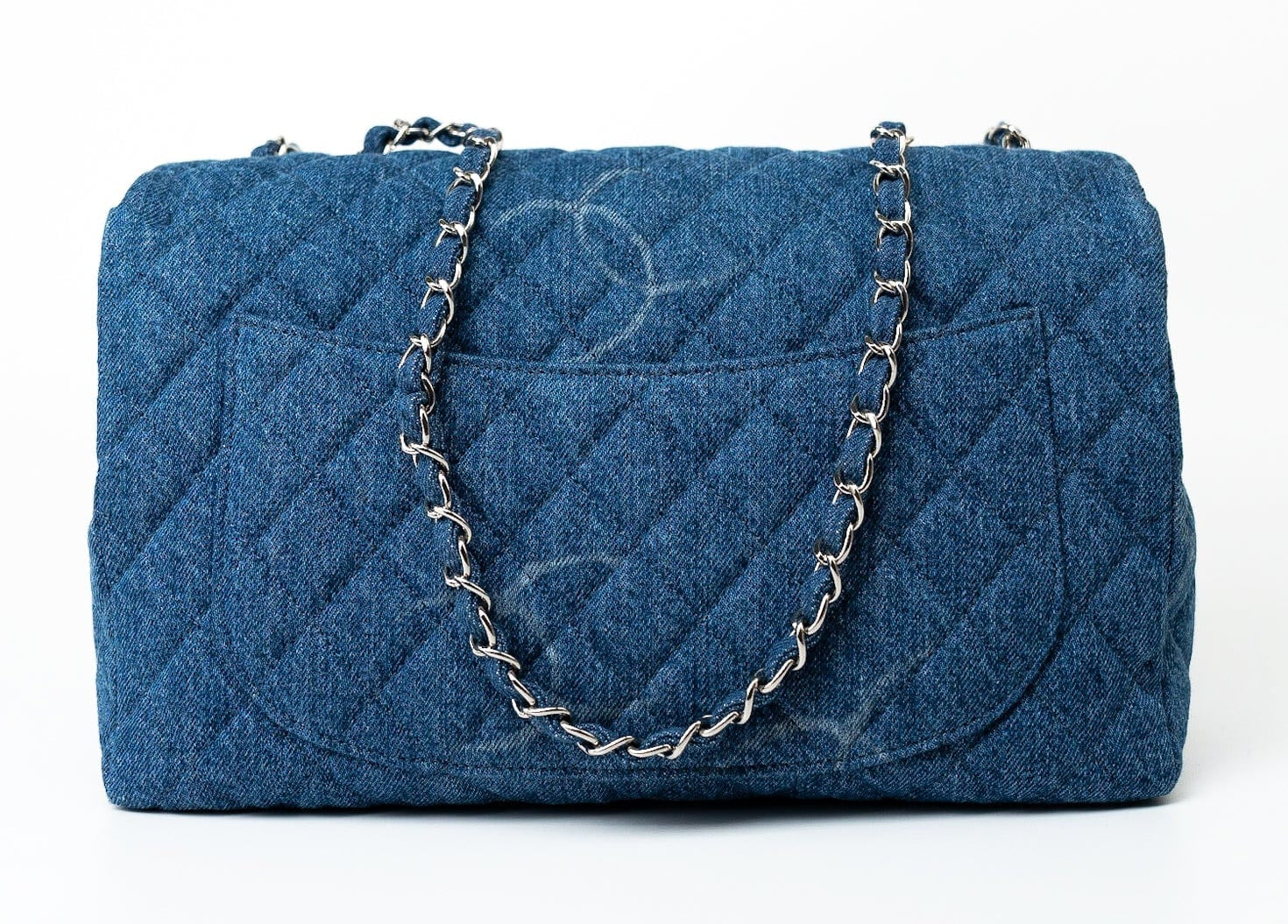 CHANEL Handbag 20B Blue Denim Quilted CC Classic Flap Jumbo SHW -Knockoff
