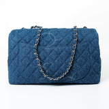 CHANEL Handbag 20B Blue Denim Quilted CC Classic Flap Jumbo SHW -Knockoff
