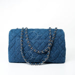 CHANEL Handbag 20B Blue Denim Quilted CC Classic Flap Jumbo SHW -Knockoff
