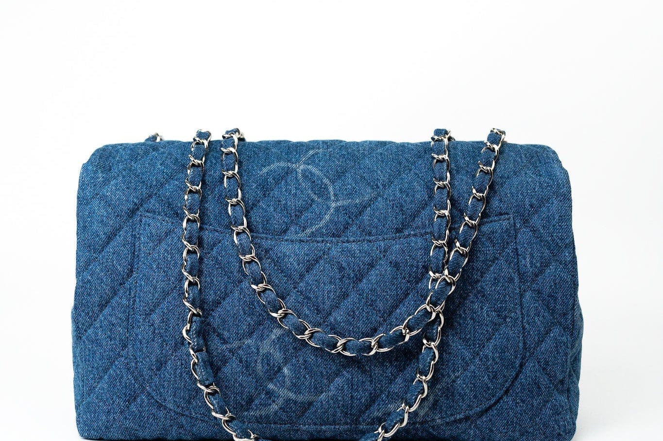 CHANEL Handbag 20B Blue Denim Quilted CC Classic Flap Jumbo SHW -Knockoff
