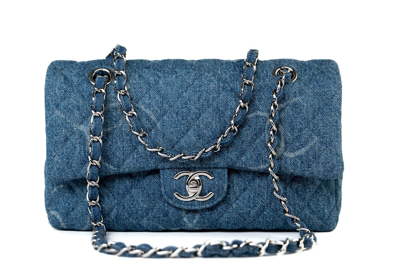 CHANEL Handbag 20B Denim Quilted Single Flap Medium Silver Hardware -Knockoff
