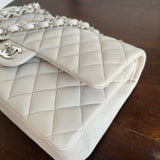 CHANEL Handbag 20B Ivory Caviar Quilted Classic Flap Medium Silver Hardware -Knockoff
