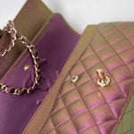 CHANEL Handbag 20B Purple Iridescent Lambskin Quilted Classic Flap Medium w/ Edge Stitching -Knockoff
