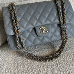 CHANEL Handbag 20C Grey Caviar Quilted Jumbo Classic Flap LGHW -Knockoff
