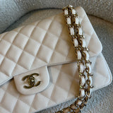 CHANEL Handbag 20C Light Beige Caviar Quilted Jumbo Classic Flap LGHW -Knockoff
