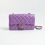 CHANEL Handbag 20C Purple Patent Quilted Mini Rectangular Flap LGHW -Knockoff
