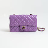 CHANEL Handbag 20C Purple Patent Quilted Mini Rectangular Flap LGHW -Knockoff
