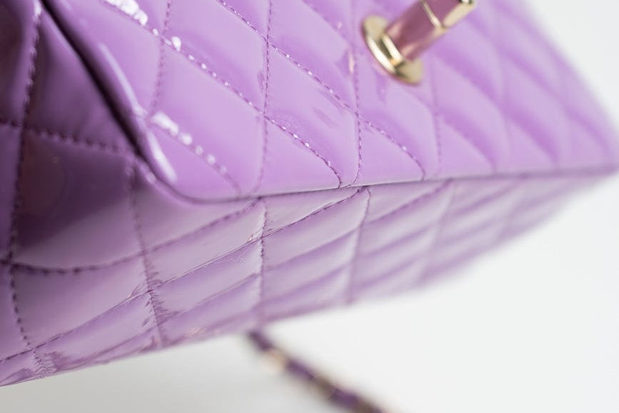 CHANEL Handbag 20C Purple Patent Quilted Mini Rectangular Flap LGHW -Knockoff
