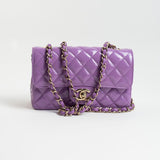 CHANEL Handbag 20C Purple Patent Quilted Mini Rectangular Flap LGHW -Knockoff
