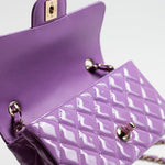 CHANEL Handbag 20C Purple Patent Quilted Mini Rectangular Flap LGHW -Knockoff
