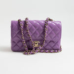 CHANEL Handbag 20C Purple Patent Quilted Mini Rectangular Flap LGHW -Knockoff
