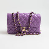 CHANEL Handbag 20C Purple Patent Quilted Mini Rectangular Flap LGHW -Knockoff
