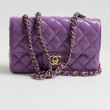 CHANEL Handbag 20C Purple Patent Quilted Mini Rectangular Flap LGHW -Knockoff
