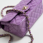 CHANEL Handbag 20C Purple Patent Quilted Mini Rectangular Flap LGHW -Knockoff
