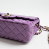 CHANEL Handbag 20C Purple Patent Quilted Mini Rectangular Flap LGHW -Knockoff
