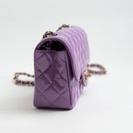 CHANEL Handbag 20C Purple Patent Quilted Mini Rectangular Flap LGHW -Knockoff
