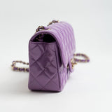 CHANEL Handbag 20C Purple Patent Quilted Mini Rectangular Flap LGHW -Knockoff
