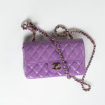 CHANEL Handbag 20C Purple Patent Quilted Mini Rectangular Flap LGHW -Knockoff
