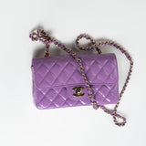 CHANEL Handbag 20C Purple Patent Quilted Mini Rectangular Flap LGHW -Knockoff
