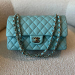 CHANEL Handbag 20C Tiffany Blue Caviar Quilted Classic Double Flap Medium Light Gold Hardware -Knockoff
