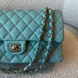 CHANEL Handbag 20C Tiffany Blue Caviar Quilted Classic Double Flap Medium Light Gold Hardware -Knockoff
