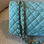 CHANEL Handbag 20C Tiffany Blue Caviar Quilted Classic Double Flap Medium Light Gold Hardware -Knockoff
