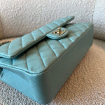 CHANEL Handbag 20C Tiffany Blue Caviar Quilted Classic Double Flap Medium Light Gold Hardware -Knockoff
