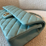 CHANEL Handbag 20C Tiffany Blue Caviar Quilted Classic Double Flap Medium Light Gold Hardware -Knockoff
