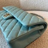 CHANEL Handbag 20C Tiffany Blue Caviar Quilted Classic Double Flap Medium Light Gold Hardware -Knockoff
