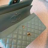 CHANEL Handbag 20C Tiffany Blue Caviar Quilted Classic Double Flap Medium Light Gold Hardware -Knockoff
