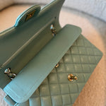 CHANEL Handbag 20C Tiffany Blue Caviar Quilted Classic Double Flap Medium Light Gold Hardware -Knockoff
