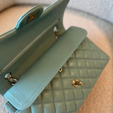 CHANEL Handbag 20C Tiffany Blue Caviar Quilted Classic Double Flap Medium Light Gold Hardware -Knockoff
