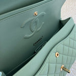 CHANEL Handbag 20C Tiffany Blue Caviar Quilted Classic Double Flap Medium Light Gold Hardware -Knockoff
