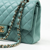 CHANEL Handbag 20C Tiffany Blue Caviar Quilted Classic Flap Medium Light Gold Hardware -Knockoff
