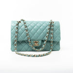 CHANEL Handbag 20C Tiffany Blue Caviar Quilted Classic Flap Medium Light Gold Hardware -Knockoff
