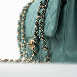 CHANEL Handbag 20C Tiffany Blue Caviar Quilted Classic Flap Medium Light Gold Hardware -Knockoff
