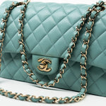 CHANEL Handbag 20C Tiffany Blue Caviar Quilted Classic Flap Medium Light Gold Hardware -Knockoff
