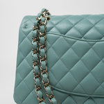 CHANEL Handbag 20C Tiffany Blue Caviar Quilted Classic Flap Medium Light Gold Hardware -Knockoff
