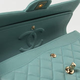 CHANEL Handbag 20C Tiffany Blue Caviar Quilted Classic Flap Medium Light Gold Hardware -Knockoff
