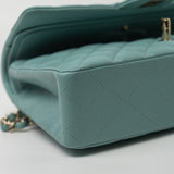 CHANEL Handbag 20C Tiffany Blue Caviar Quilted Classic Flap Medium Light Gold Hardware -Knockoff
