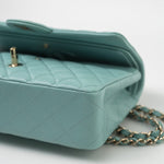 CHANEL Handbag 20C Tiffany Blue Caviar Quilted Classic Flap Medium Light Gold Hardware -Knockoff
