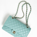 CHANEL Handbag 20C Tiffany Blue Caviar Quilted Classic Flap Medium Light Gold Hardware -Knockoff
