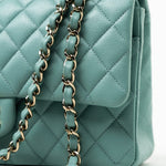 CHANEL Handbag 20C Tiffany Blue Caviar Quilted Classic Flap Medium Light Gold Hardware -Knockoff
