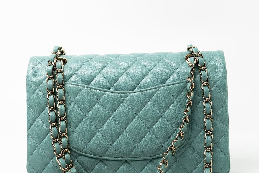 CHANEL Handbag 20C Tiffany Blue Caviar Quilted Classic Flap Medium Light Gold Hardware -Knockoff
