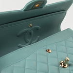 CHANEL Handbag 20C Tiffany Blue Caviar Quilted Classic Flap Medium Light Gold Hardware -Knockoff
