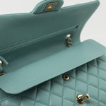 CHANEL Handbag 20C Tiffany Blue Caviar Quilted Classic Flap Medium Light Gold Hardware -Knockoff
