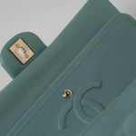 CHANEL Handbag 20C Tiffany Blue Caviar Quilted Classic Flap Medium Light Gold Hardware -Knockoff
