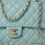 CHANEL Handbag 20C Tiffany Blue Caviar Quilted Classic Flap Medium Light Gold Hardware -Knockoff
