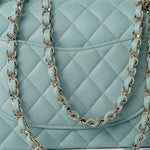 CHANEL Handbag 20C Tiffany Blue Caviar Quilted Classic Flap Medium Light Gold Hardware -Knockoff
